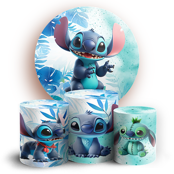 KIT Redondo e Trio - Lilo E Stitch - Sublimado 3D