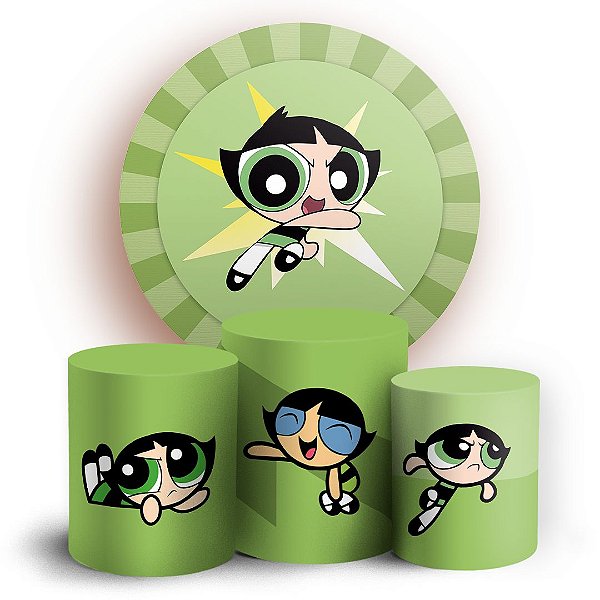 KIT Redondo e Trio - Docinho As Meninas Super Poderosas - Sublimado 3D