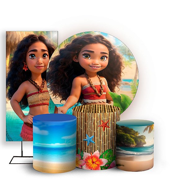 KIT Redondo Trio e Faixa - Moana Baby - Sublimado 3D