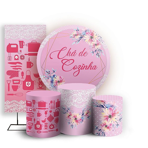 KIT Redondo Trio e Faixa - Cha de Cozinha - Sublimado 3D
