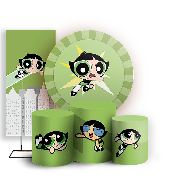 KIT Redondo Trio e Faixa - Docinho As Meninas Super Poderosas - Sublimado 3D