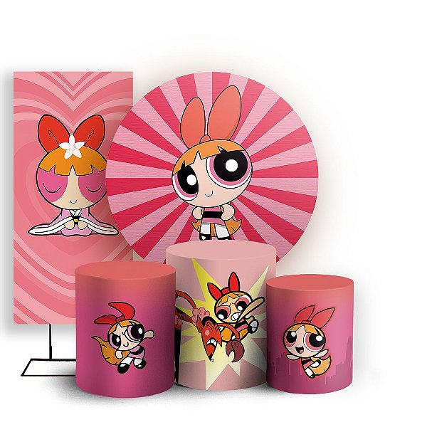 KIT Redondo Trio e Faixa - Florzinha As Meninas Super Poderosas - Sublimado 3D