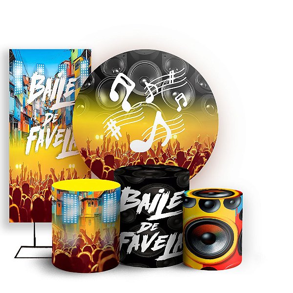 Capas Painel Redondo Trio Cilindro e Faixa Lateral Sublimado - Baile Funk