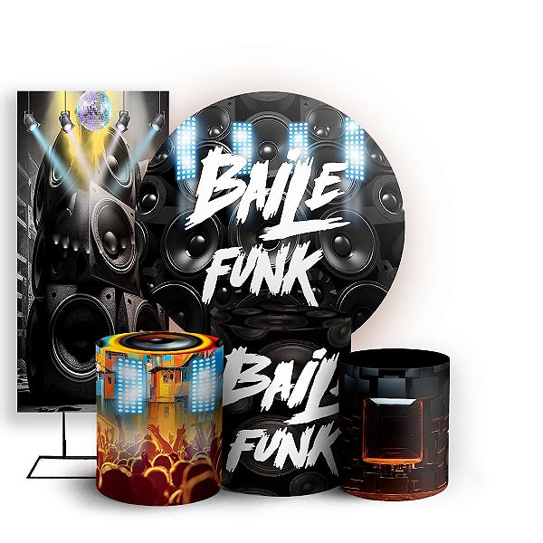 Capas Painel Redondo Trio Cilindro e Faixa Lateral Sublimado - Baile Funk