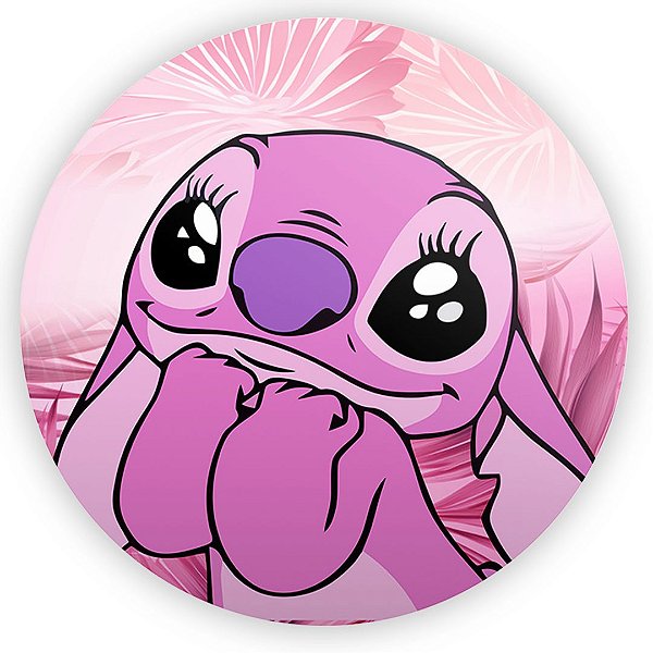 Painel Redondo - Lilo E Stitch Rosa - Sublimado 3D