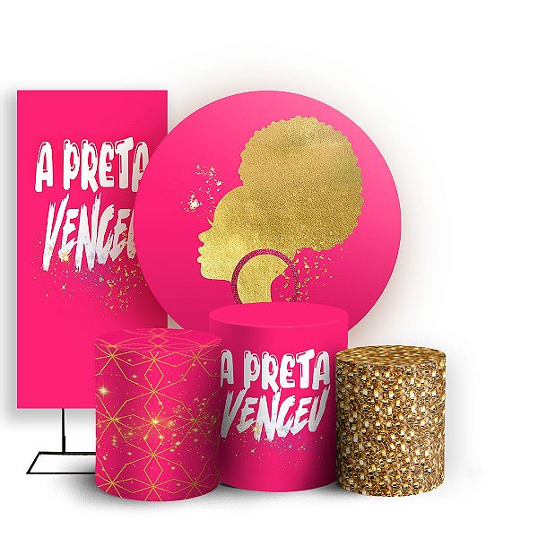 KIT Redondo Trio e Faixa - A Preta Venceu - Sublimado 3D