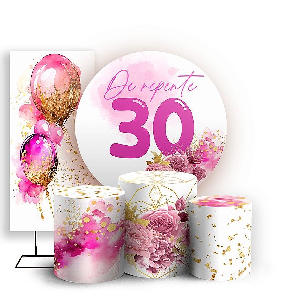 KIT Redondo Trio e Faixa - 30 Anos - Sublimado 3D