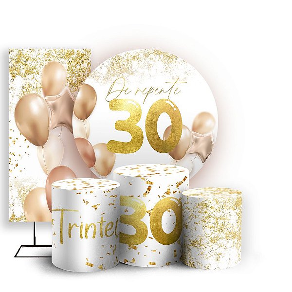 KIT Redondo Trio e Faixa - 30 Anos - Sublimado 3D