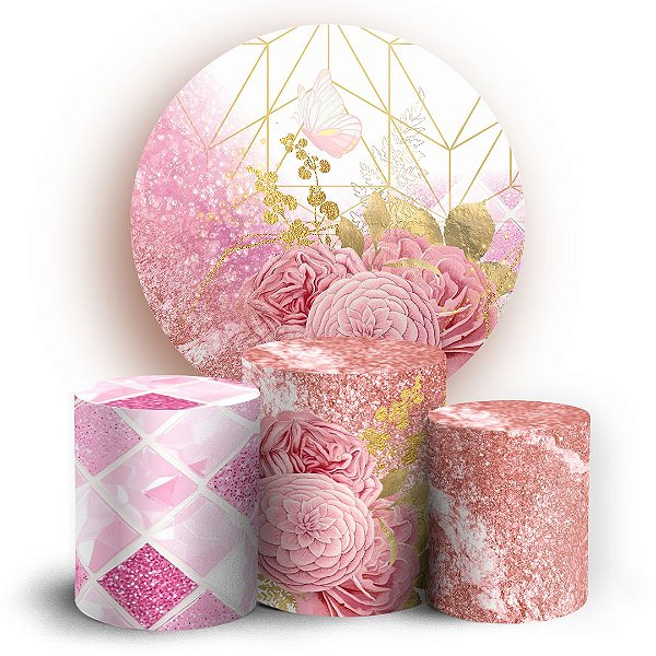 KIT Redondo e Trio - Floral - Sublimado 3D