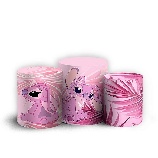 Capas Trio Cilindro Sublimado Vest Facil - Lilo E Stitch Rosa