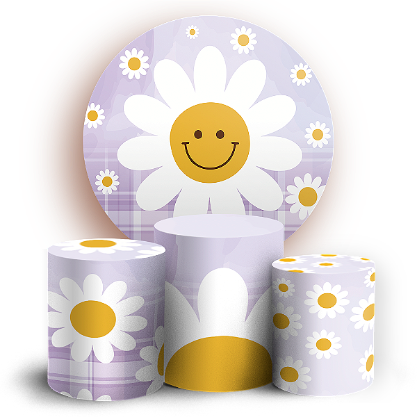 KIT Redondo e Trio - Flor Margarida - Sublimado 3D