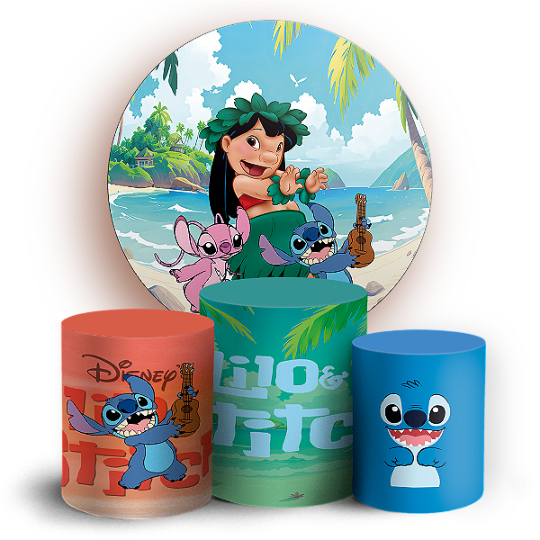 KIT Redondo e Trio - Lilo E Stitch - Sublimado 3D