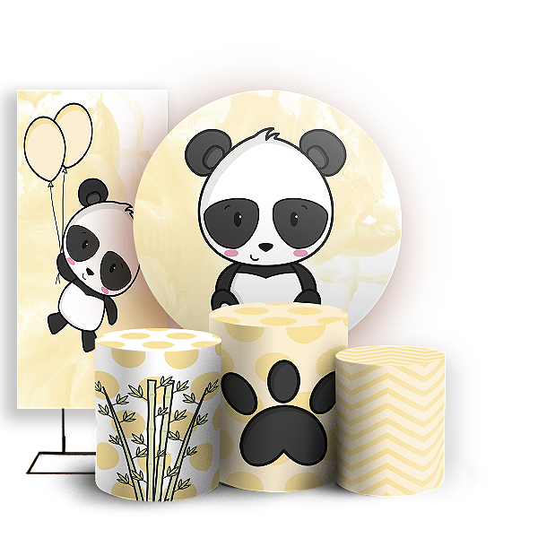 KIT Redondo Trio e Faixa - Panda - Sublimado 3D