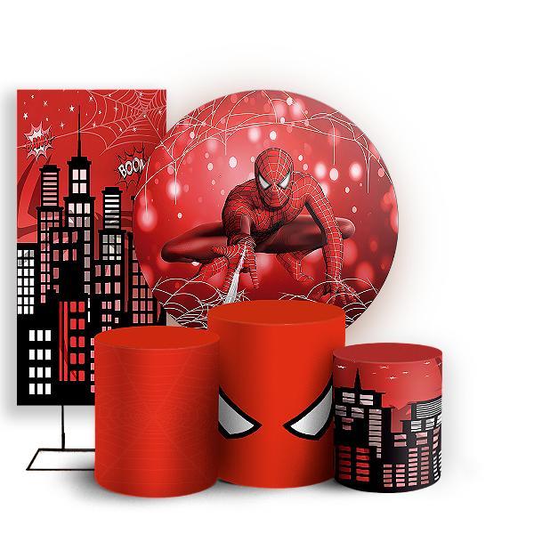 KIT Redondo Trio e Faixa - Homem Aranha - Sublimado 3D
