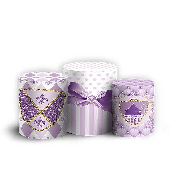 Trio Cilindro - Ursinha Lilas - Sublimado 3D + Elástico