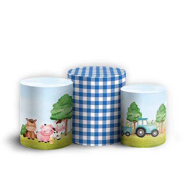 Capas Trio Cilindro Sublimado Vest Facil - Fazendinha