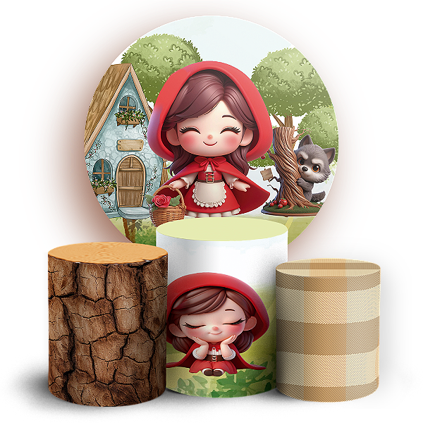 KIT Redondo e Trio - Chapeuzinho Vermelho - Sublimado 3D