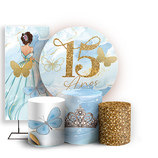 KIT Redondo Trio e Faixa - 15 Anos - Sublimado 3D