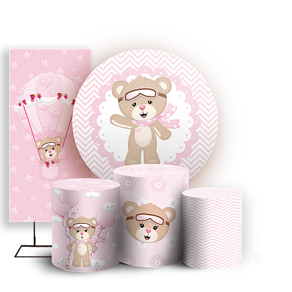 KIT Redondo Trio e Faixa - Ursinha Baloeira - Sublimado 3D