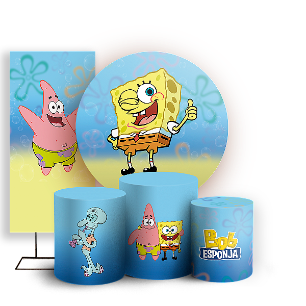 KIT Redondo Trio e Faixa - Bob Esponja - Sublimado 3D
