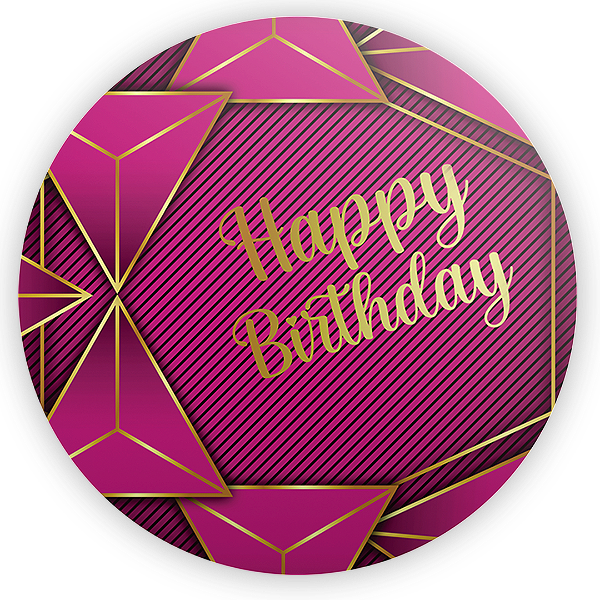 Painel Redondo - Happy Birthday Rosa - Sublimado 3D