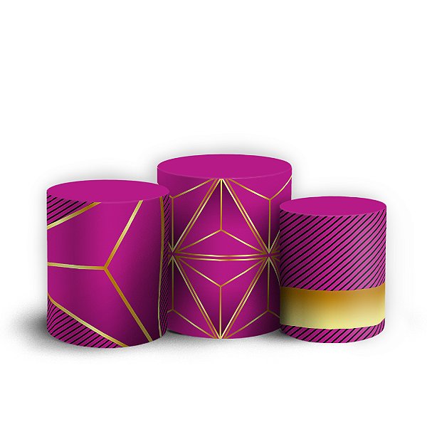 Capas Trio Cilindro Sublimado Vest Facil - Happy Birthday Rosa