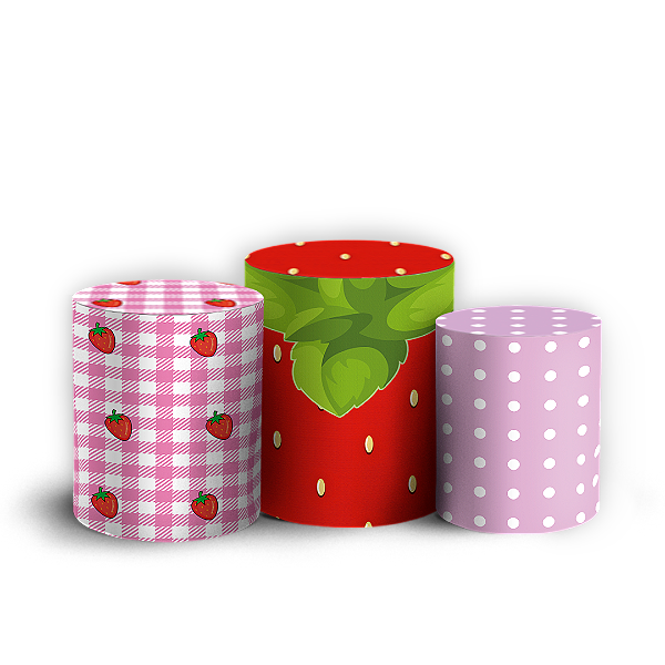 Capas Trio Cilindro Sublimado Vest Facil - Moranguinho