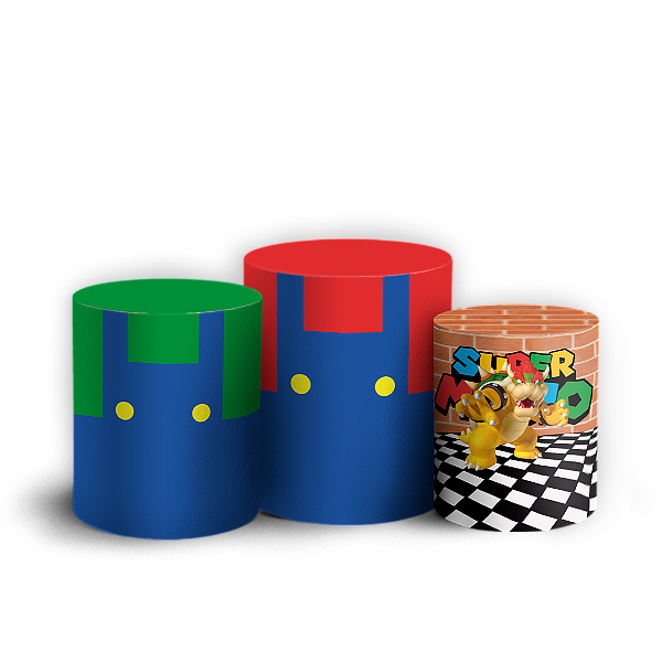 Capas Trio Cilindro Sublimado Vest Facil - Super Mario