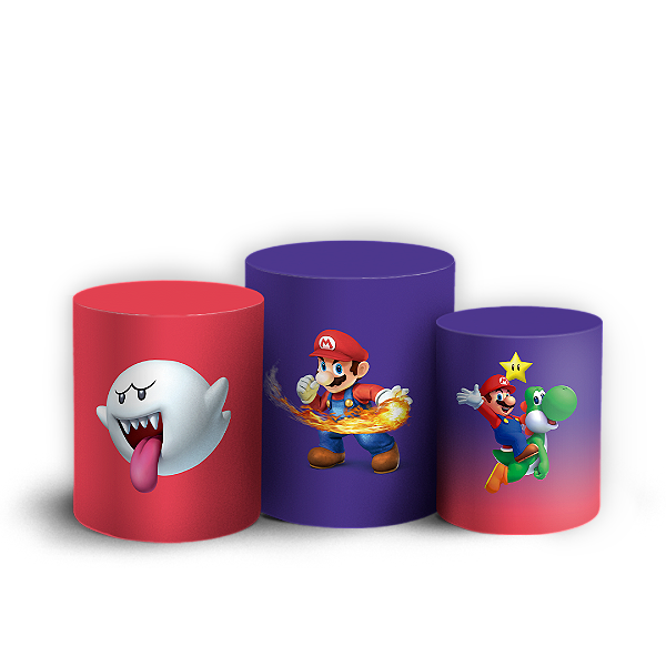 Capas Trio Cilindro Sublimado Vest Facil - Super Mario