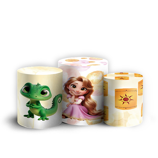 Capas Trio Cilindro Sublimado Vest Facil - Rapunzel Enrolados