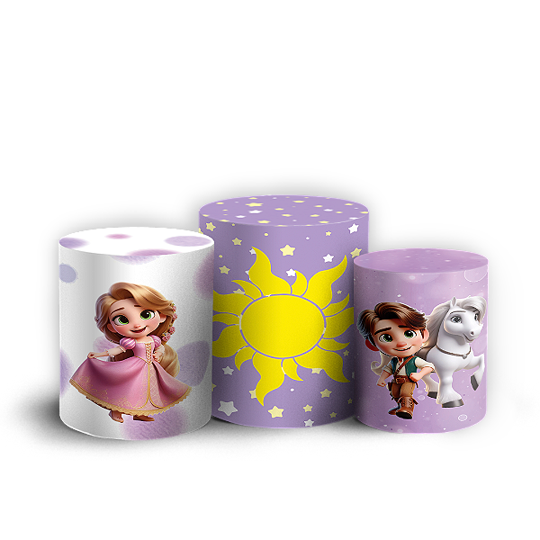 Capas Trio Cilindro Sublimado Vest Facil - Rapunzel Enrolados