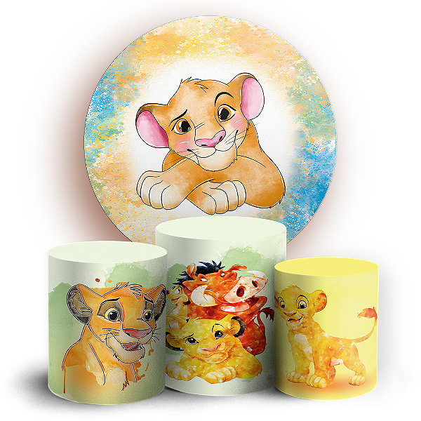 KIT Redondo e Trio - Rei Leao Aquarela - Sublimado 3D