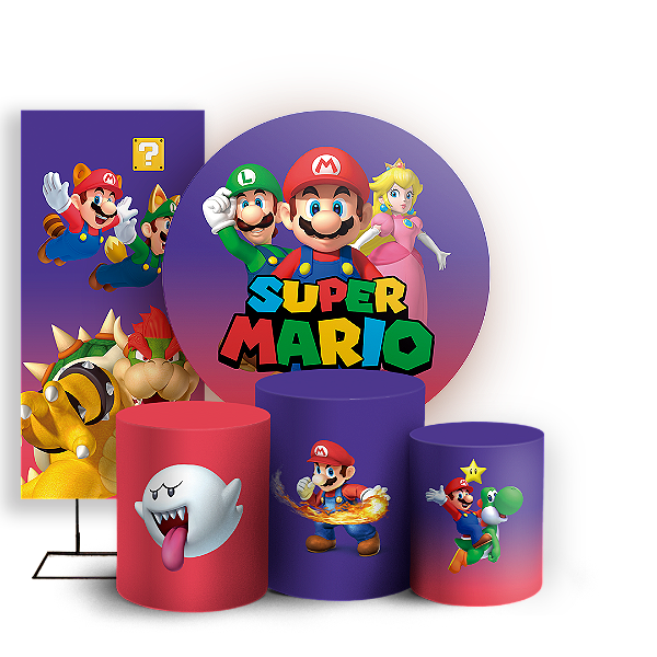 KIT Redondo Trio e Faixa - Super Mario