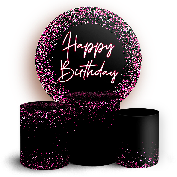 KIT Redondo e Trio - Happy Birthday  - Sublimado 3D