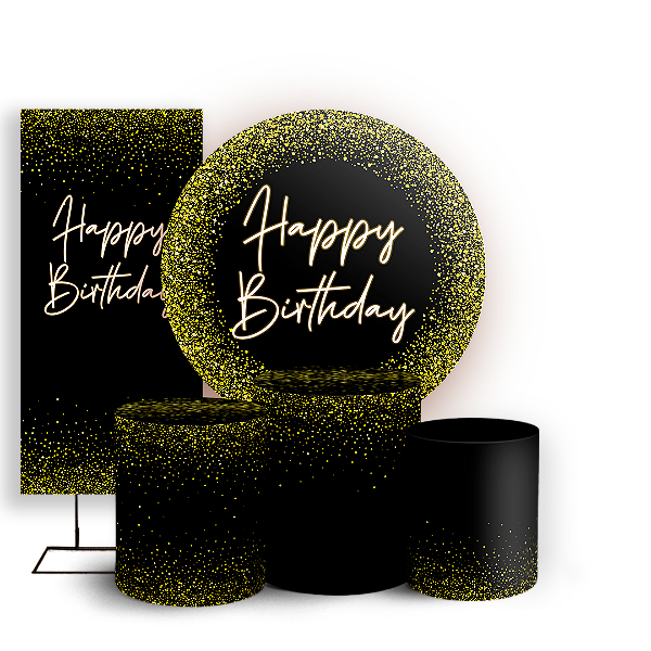 KIT Redondo Trio e Faixa - Happy Birthday