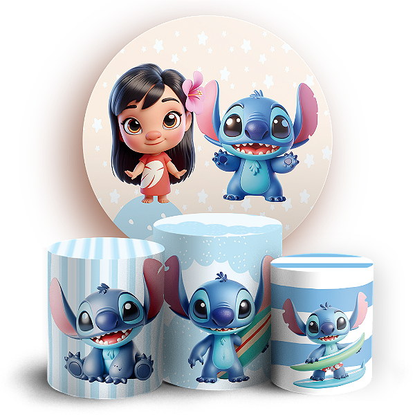 Capas Painel Redondo e Trio Cilindro Sublimado - Lilo e Stitch