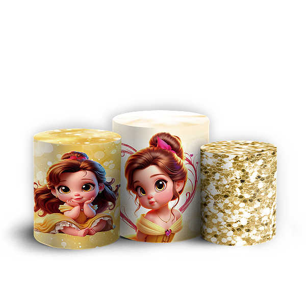 Capas Trio Cilindro Sublimado Vest Facil - Princesa Bela e a Fera