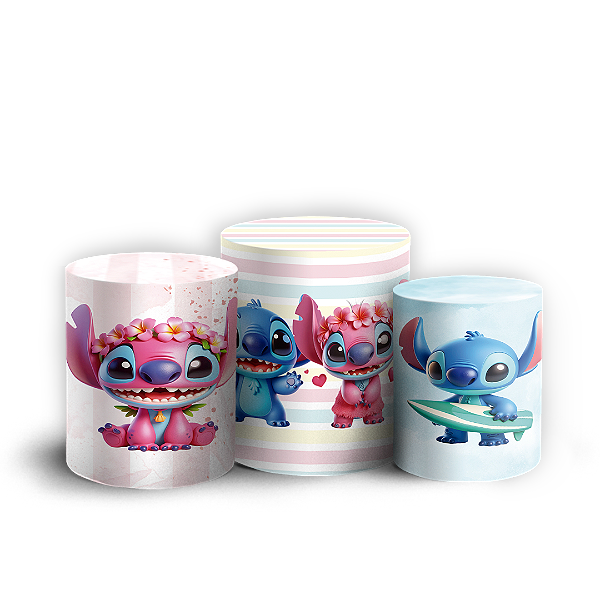 Capas Trio Cilindro Sublimado Vest Facil - Lilo e Stitch