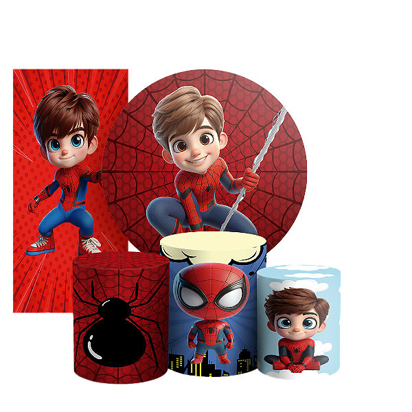 KIT Redondo Trio e Faixa - Homem Aranha - Sublimado 3D
