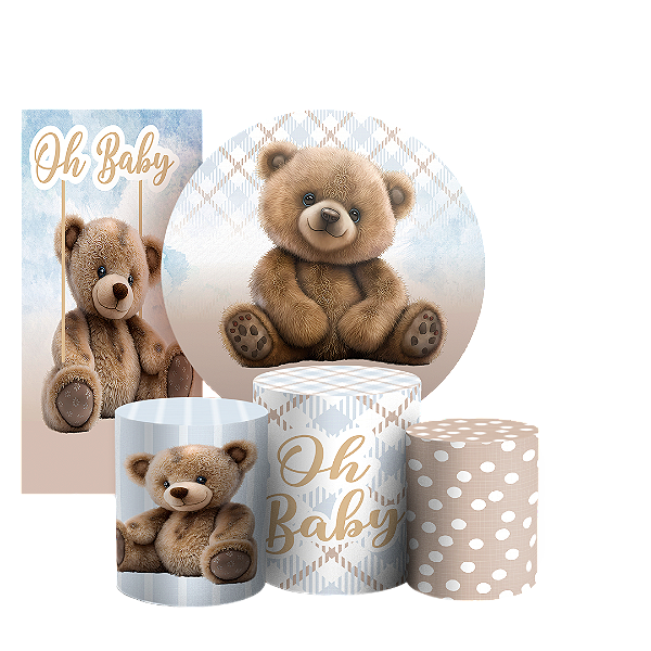 KIT Redondo Trio e Faixa - Oh Baby Urso - Sublimado 3D