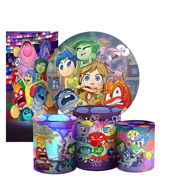 KIT Redondo Trio e Faixa - Divertida Mente - Sublimado 3D