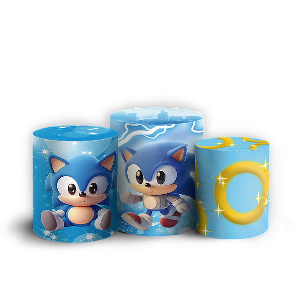 Capas Trio Cilindro Sublimado Vest Facil - Sonic