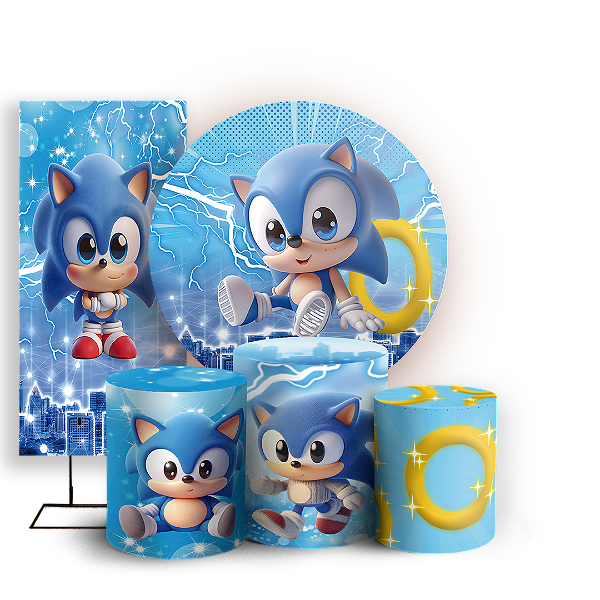 KIT Redondo Trio e Faixa - Sonic - Sublimado 3D