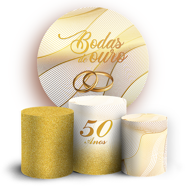 KIT Redondo e Trio - Bodas de Ouro - Sublimado 3D