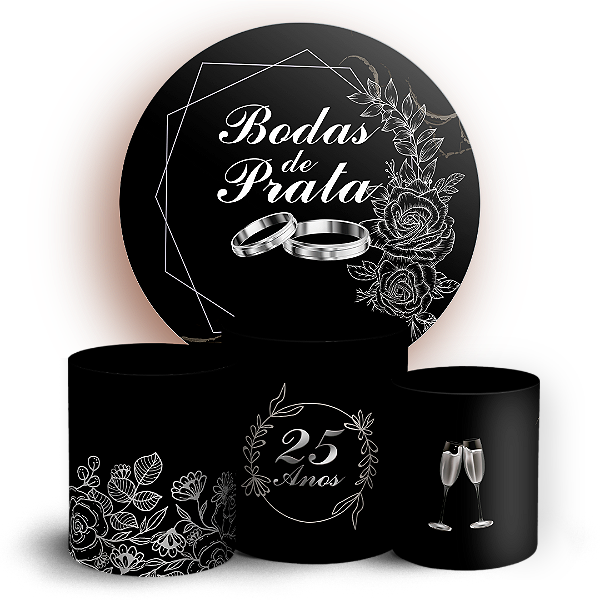 KIT Redondo e Trio - Bodas de Prata - Sublimado 3D