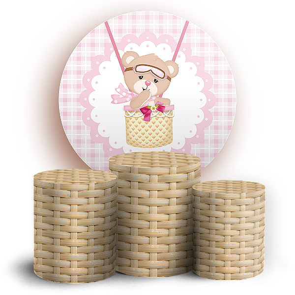 KIT Redondo e Trio - Urso Rosa - Sublimado 3D