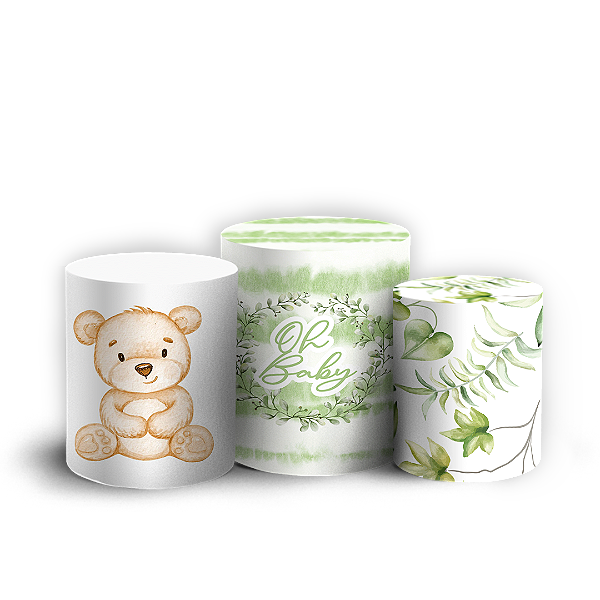 Capas Trio Cilindro Sublimado Vest Facil - Ursinho Verde