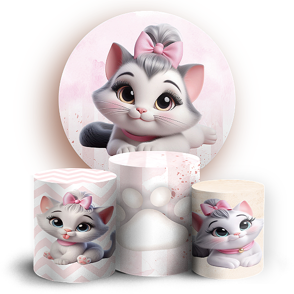 KIT Redondo e Trio - Gatinha - Sublimado 3D