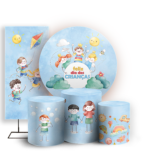 KIT Redondo Trio e Faixa - Dia das Criancas - Sublimado 3D