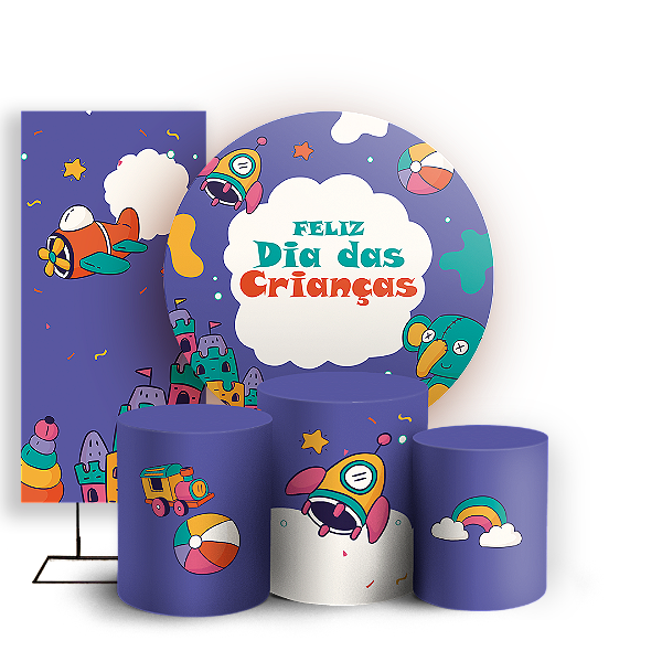 KIT Redondo Trio e Faixa - Dia das Criancas - Sublimado 3D